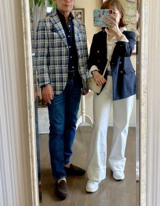 ６０代の紺ブレ大人コーデ